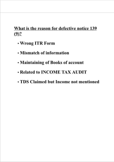 defective ITR Notice